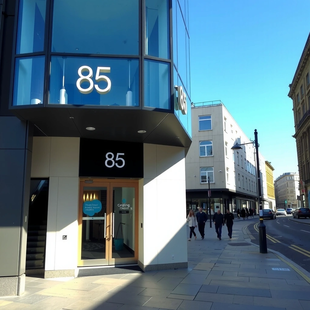 BrandFlowX office location map showing 85 Strand, Westminster, London