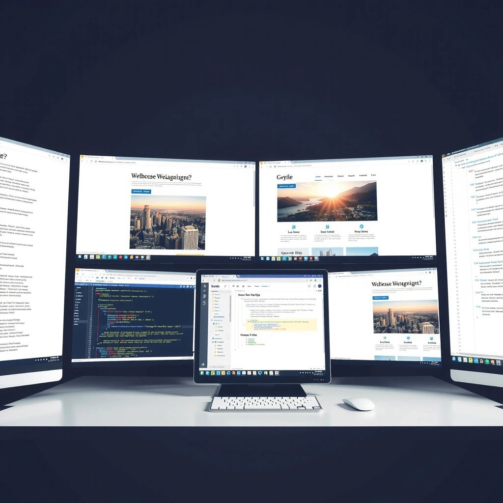 Modern web design and development workspace