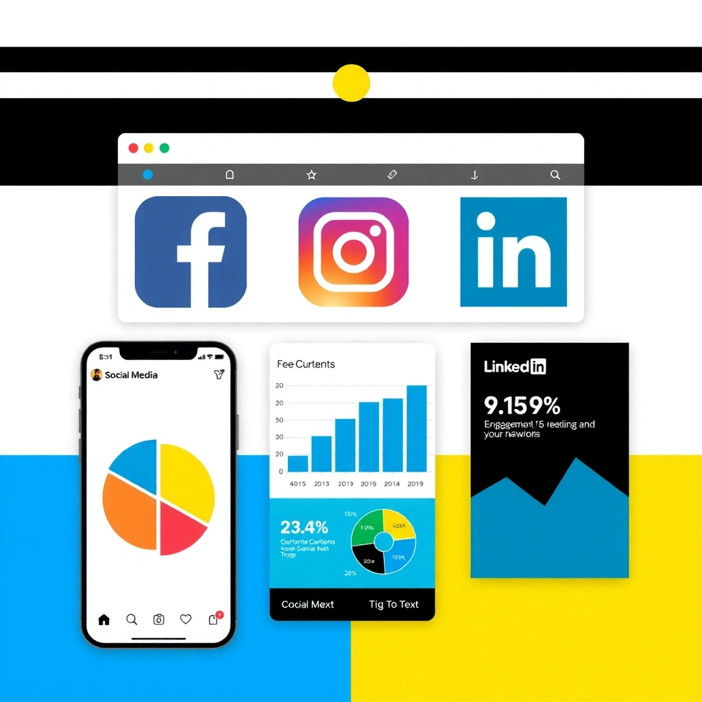 Social media management dashboard with platform icons